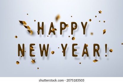 Happy New Year 3d realistic vector lettering illustration