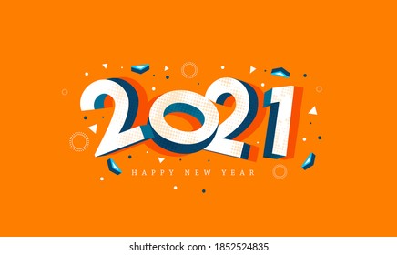 Happy New Year 3D Text 2021 