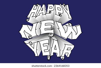 Happy new year 3d text icon for new year celebration design, banner, poster, invitation, postcard design element, easily editable icon for your design, vector art illustration