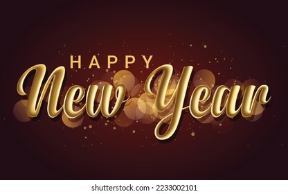 Happy new year 3d typography vector illustration