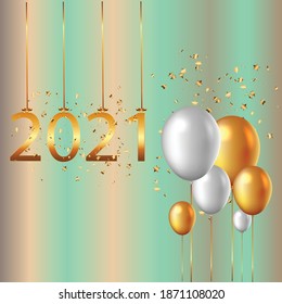 happy new year with abstract art and balloon