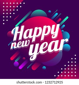 Happy New Year with Abstract Background Color
