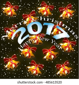 Happy New Year Abstract bell colorful abstraction background red
