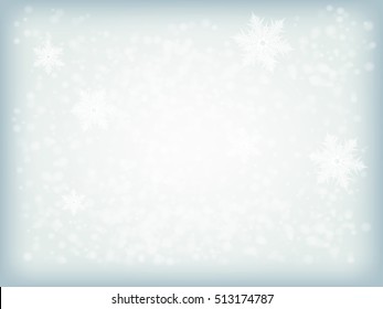 Happy New Year abstract blue winter snow background texture. Merry Christmas background with snowflakes. Vector Illustration for Holiday greeting card with snowfall background.