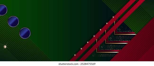 Happy New Year Abstract gold background luxury dark green and golden line template premium vector