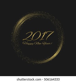 Happy New Year. Abstract golden glowing magic sparkles stars