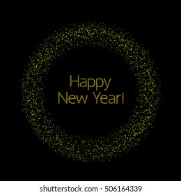 Happy New Year. Abstract golden glowing magic sparkles stars
