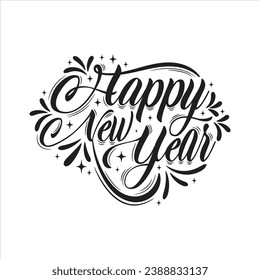 Happy New Year. Abstract Hand drawn creative calligraphic design vector.