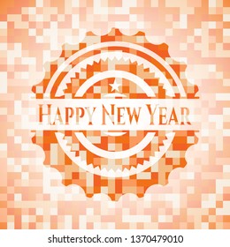 Happy New Year abstract orange mosaic emblem