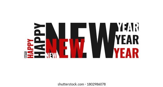 Happy New Year abstract text. Concept design flyer, poster, banner, greeting card. Christmas and New Year holiday typography. Vector illustration