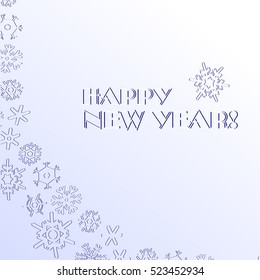 Happy New Year! against the background of ice particles and snowflakes, vector illustration