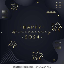 Happy New Year Anniversary greeting card. Hand drawn vector line lettering. Typography vector design for greeting cards and poster. Handwritten modern black pen lettering.