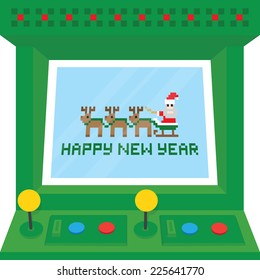 "Happy new year" arcade machine vector card