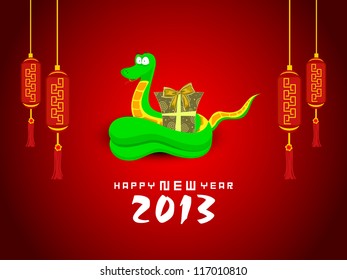 Happy New Year background with 2013 new year symbol snake.