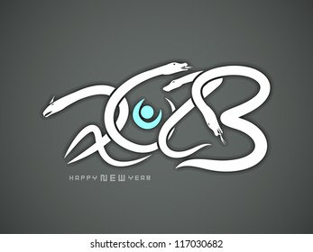 Happy New Year background with 2013 new year symbol snake.