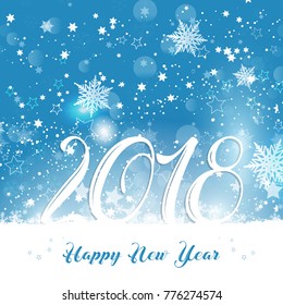 Happy-Neujahrshintergrund mit 2018 schneebedeckt