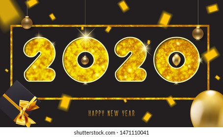 Happy New Year Background 2020 Vector.  Modern New Year Poster  Template Design for festival Holiday Illustration