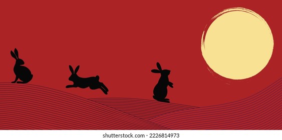 Happy New Year background.New 2023 year of the rabbit. Greeting card, banner template.Vector illustration