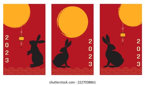 Happy New Year background.New 2023 year of the rabbit. Greeting card, banner template.Vector illustration