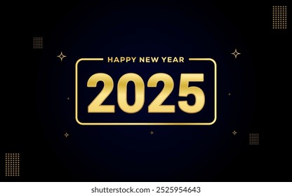 Feliz año Nuevo fondo 2025 números dorados brillantes sobre fondo negro.