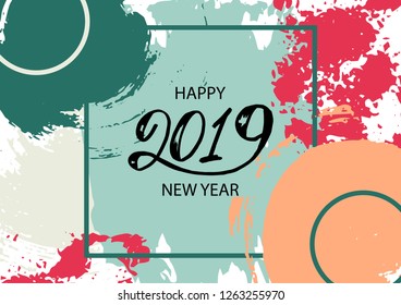 Happy New Year background. Abstract background 2019. Cover, flyer, banner. Creative