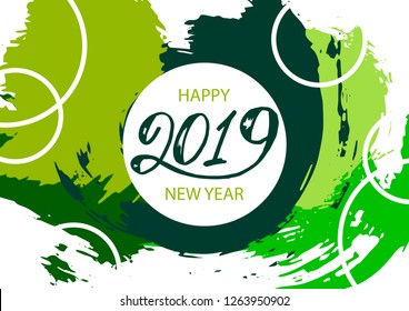 Happy New Year background. Abstract background 2019. Colorful elements. Cover, flyer, banner, web, print