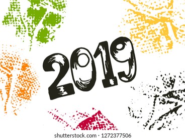 Happy New Year background. Abstract background 2019. Colorful elements. Cover, flyer. Wallpaper