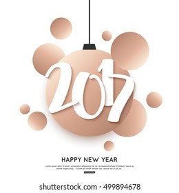 Happy New Year Background with abstract ball for greetings cards. Vector illustration