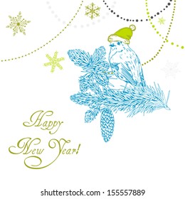 Happy New Year Background with bird and beads