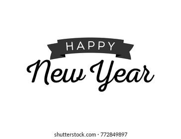Happy New Year, New Year Background, New Year Calligraphy, New Year Greetings, Vector Illustration Background