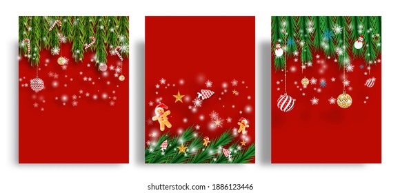 Happy new year  background with candy pattern and typography of happy christmas day text .