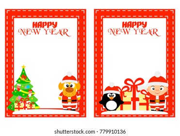 Happy New Year background card set.Vector illustration