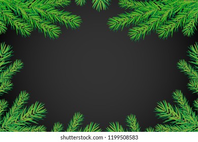 Happy new year background with Christmas trees branches