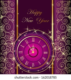 Happy New Year background with clock