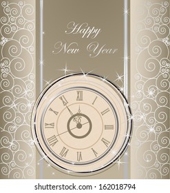 Happy New Year background with clock