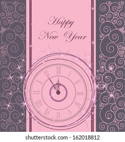 Happy New Year background with clock