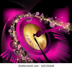 Happy New Year  background  with clock