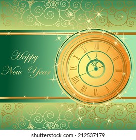 Happy New Year background with clock