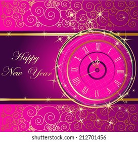 Happy New Year background with clock