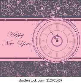 Happy New Year background with clock