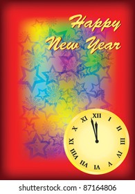happy new year background with clock