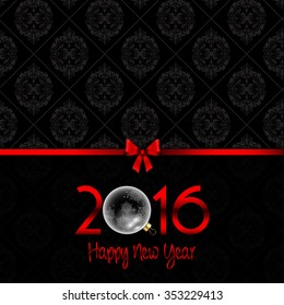 Happy New Year background with Damask pattern