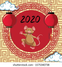 Happy new year background design with rat illustration