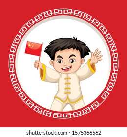 Happy new year background design with boy illustration