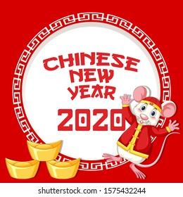 Happy new year background design with rat and gold illustration