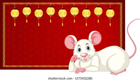 Happy new year background design with rat illustration
