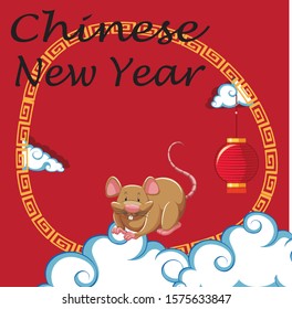 Happy new year background design with rat illustration
