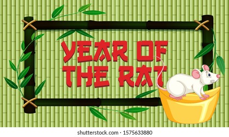 Diseño de fondo feliz año nuevo con ilustración de rata