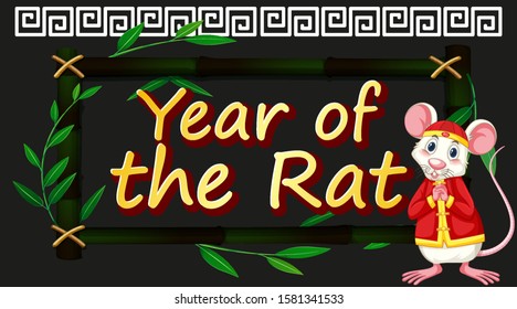 Happy new year background design with rat illustration