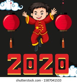 Happy new year background design for 2020 illustration